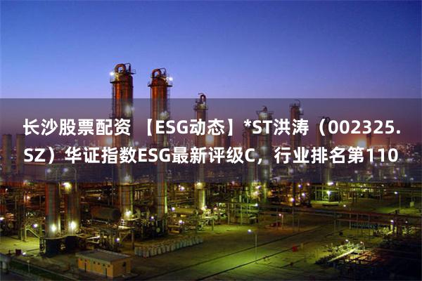 长沙股票配资 【ESG动态】*ST洪涛（002325.SZ）华证指数ESG最新评级C，行业排名第110